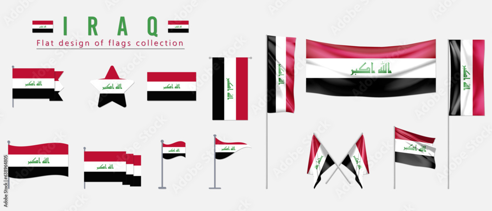 Iraq flag, flat design of flags collection