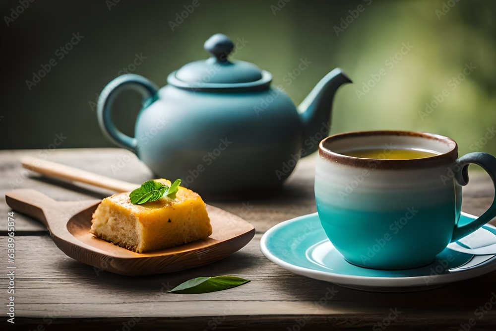 A cup of honey and sour green tea with lemon A cup of honey and sour green tea with lemon