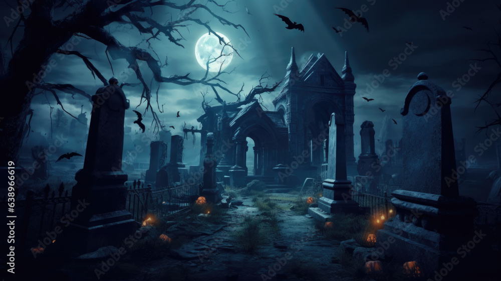 Dark halloween house with moon Dark halloween house with moon