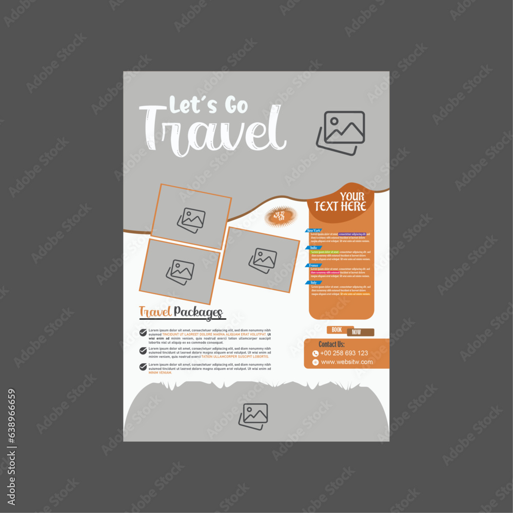 Fototapeta premium Travel flyer design vector, tour template