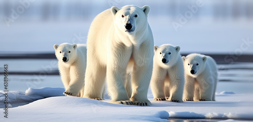 Tender Arctic Moments. Polar Bear and Cubs in Breathtaking Beauty