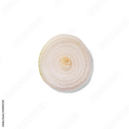 Onion slice isolated on black.