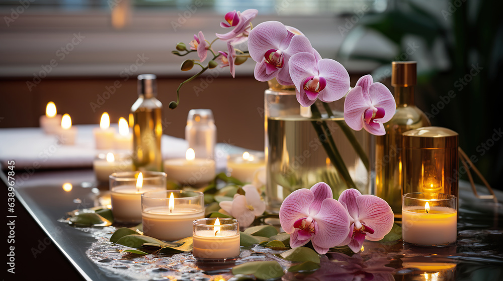 Aromatherapy Oasis, Candlelit Beauty Spa with Enchanting Flowers