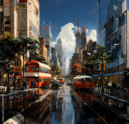 Rainy City: A Digital Painting of an Empty Street