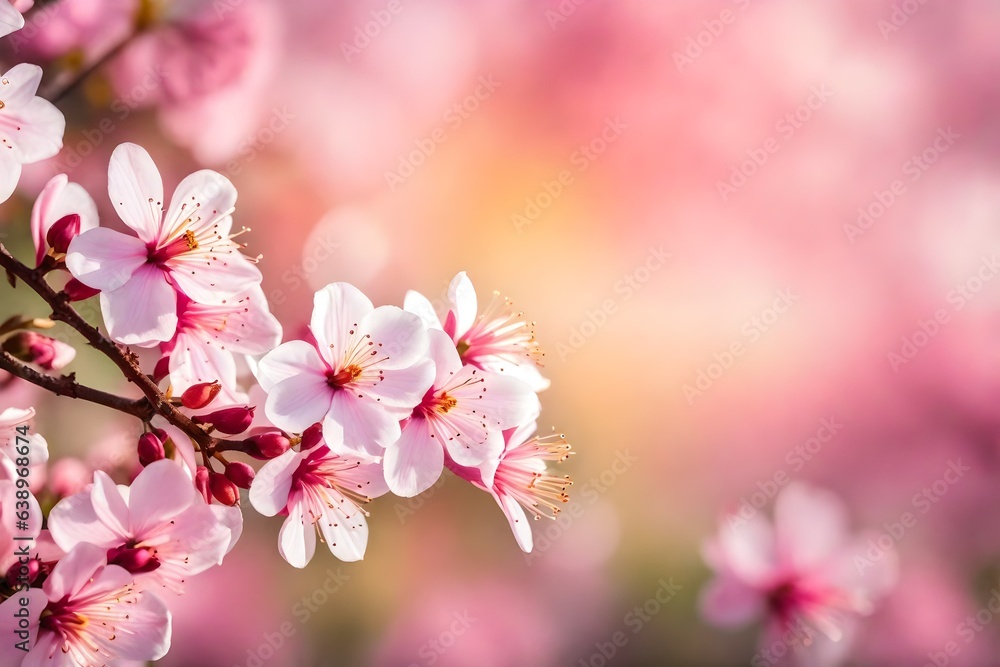 Spring border or background art with pink blossom Spring border or background art with pink blossom