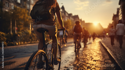 Sunset Cycling Adventure with Friends in the Heart of the City © coco