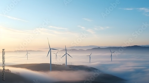 Erneuerbare Energie im Nebel: Windräder in Aktion © Joseph Maniquet