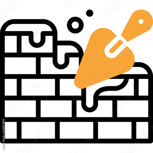 bricklaying flat line icon