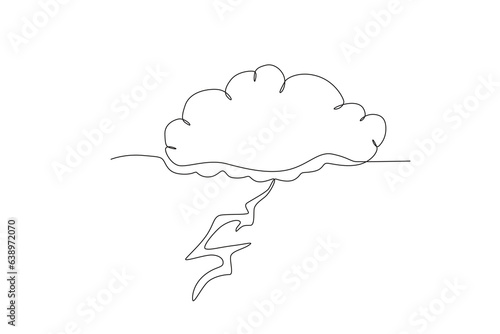 A terrifying thunderstorm. Hurricane one-line drawing