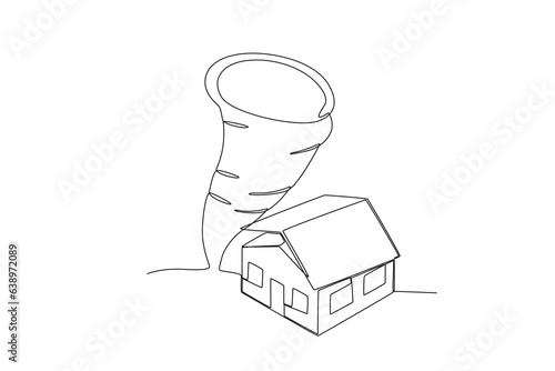 A tornado strikes the house. Hurricane one-line drawing