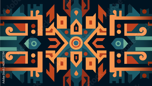 PATRON GEOMETRICO ESTILO MAYA ABSTRACTO   COLORES BRILLANTES 