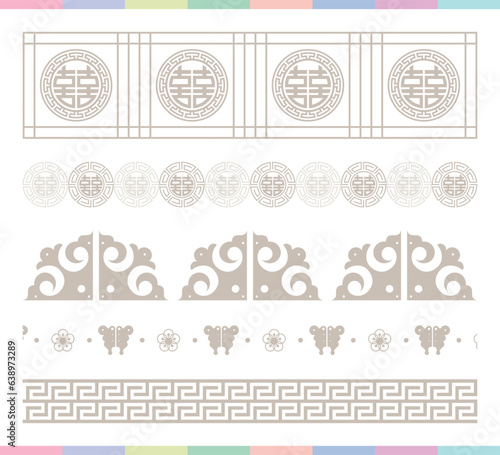 Collection of various traditional Korean patterns and frames.
