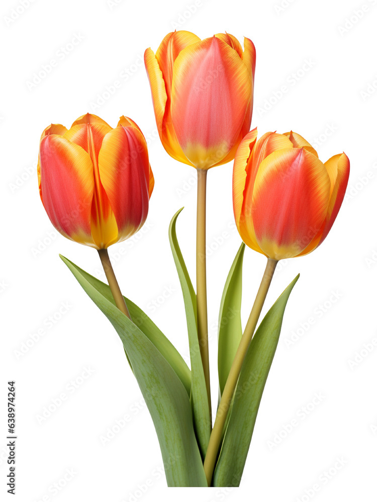 AI Generative bouquet tulips watercoler style isolated on transperent background AI Generative bouquet tulips watercoler style isolated on transperent background