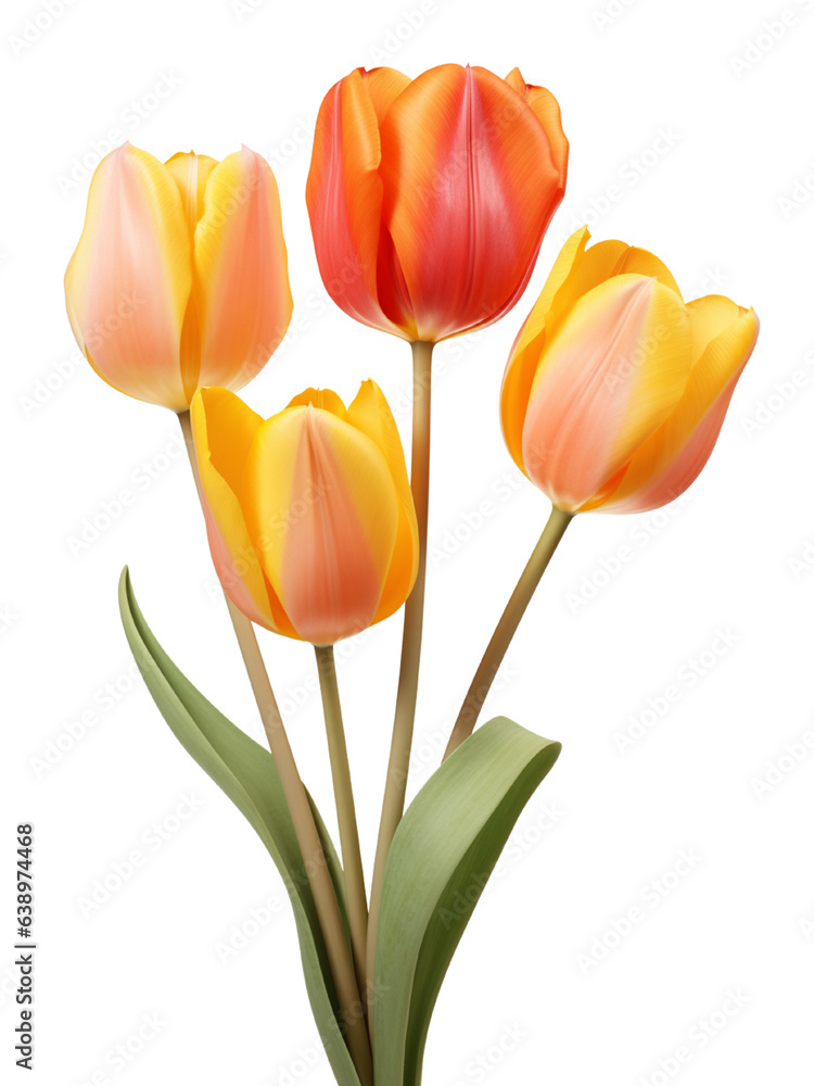 AI Generative bouquet tulips watercoler style isolated on transperent background AI Generative bouquet tulips watercoler style isolated on transperent background