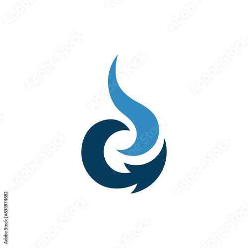 blue modern fire logo design