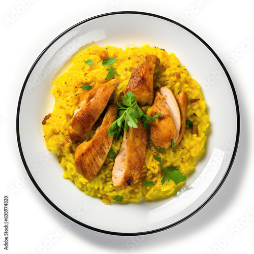 Khichuri Bangladeshi Dish On A White Plate, On A White Background Directly Above View