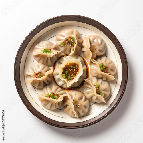 Yomari Nepalese Dish On A White Plate, On A White Background Directly Above View photo