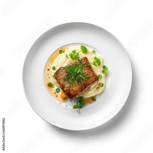 Zrcher Eintopf Swiss Dish On A White Plate, On A White Background Directly Above View