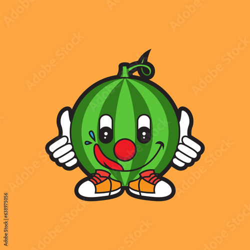 cute watermelon mascot logo design