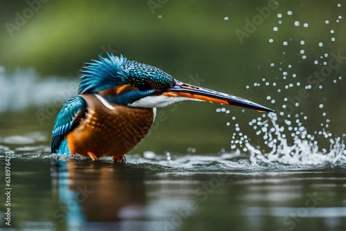 Female Kingfisher emerging from the water after an unsuccessful dive to grab a fish © Arqumaulakh50