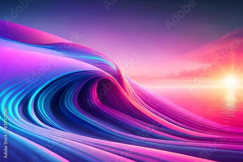 Abstract fluid iridescent holographic neon curved wave in motion colorful bac...