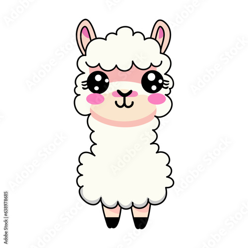 lama, alpaca kawaii cute cartoon character vector illustration