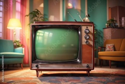 retro tv television at retro room background