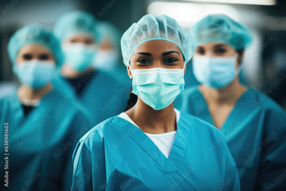 team of medical doctors after surgery in the hospital. selective focus team of medical doctors after surgery in the hospital. selective focus