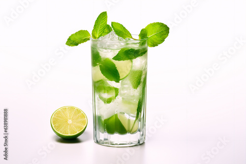 Mojito cocktail on a white isolated background. Summer alcoholic drink