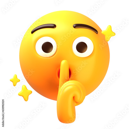 Shushing be silent face 3D Emoji Illustrations Pack