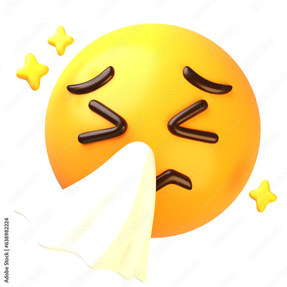 Sneezing face 3D Emoji Illustrations Pack Sneezing face 3D Emoji Illustrations Pack