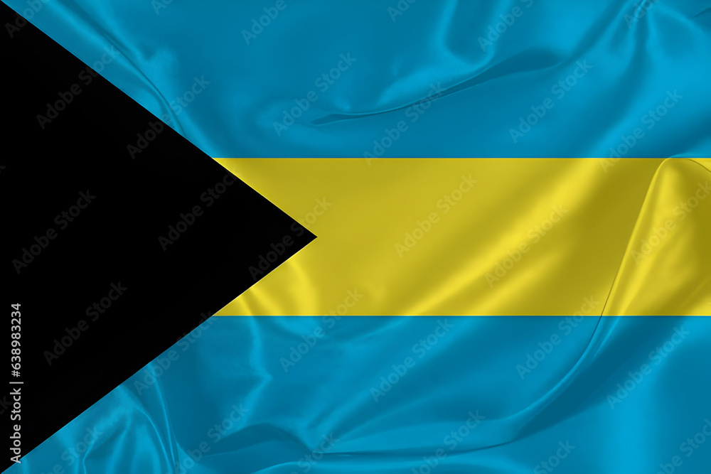 Waving silk flag of Bahamas Waving silk flag of Bahamas