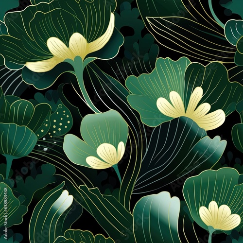 Beautiful flowers blossom in a green garden flat illustration made with Generative AI 