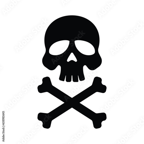 Silhouette skull and crossbones icon isolated on white background. vector illustration	