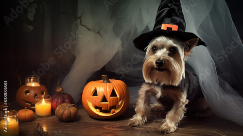 Halloween Dog with pumpkin