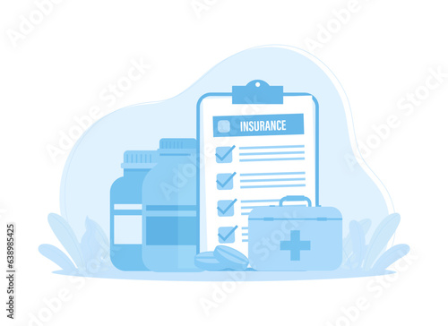 Drug health coverage concept flat illustration