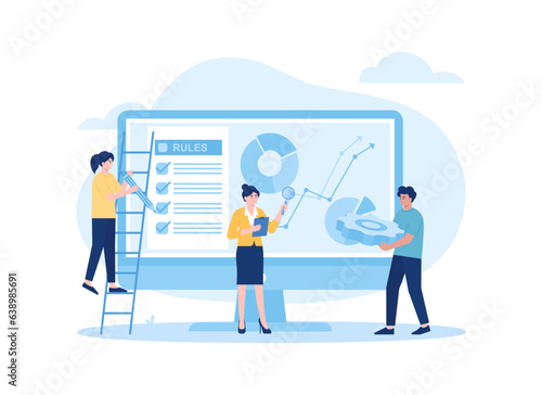 the people are working on the rules concept flat illustration