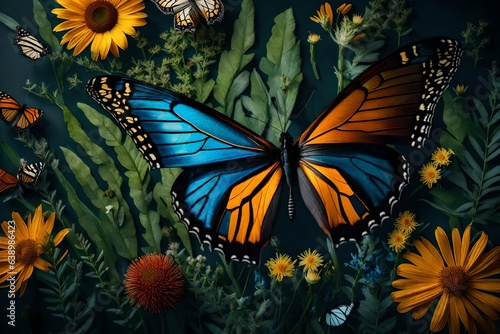 A butterfly made up of various flora and fauna elements, symbolizing the interconnectedness of nature © Arqumaulakh50