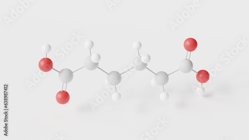 Fototapeta Naklejka Na Ścianę i Meble -  adipic acid molecule 3d, molecular structure, ball and stick model, structural chemical formula food additive e355