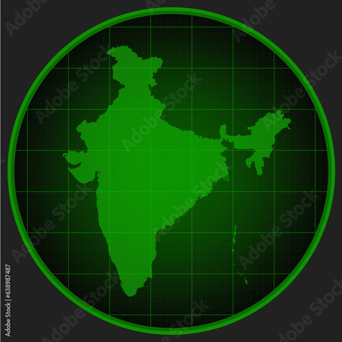 Vector map India on the radar screen