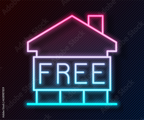 Glowing neon line Shelter for homeless icon isolated on black background. Emergency housing, temporary residence for people, bums and beggars without home. Vector