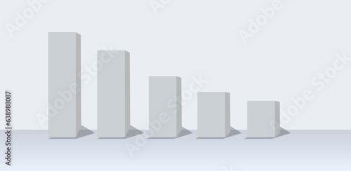 3d business graph realistic vector with white isolated 