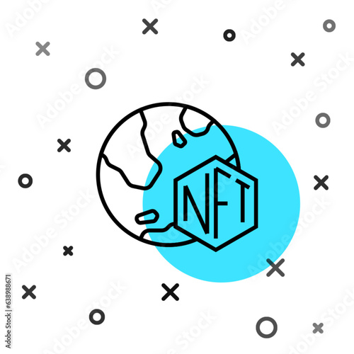 Black line NFT Digital crypto art icon isolated on white background. Non fungible token. Random dynamic shapes. Vector