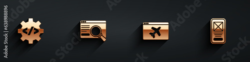 Set Front end development, UI or UX design, Website template and icon with long shadow. Vector