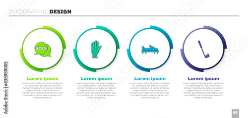 Set Golf label, glove, shoe and club. Business infographic template. Vector