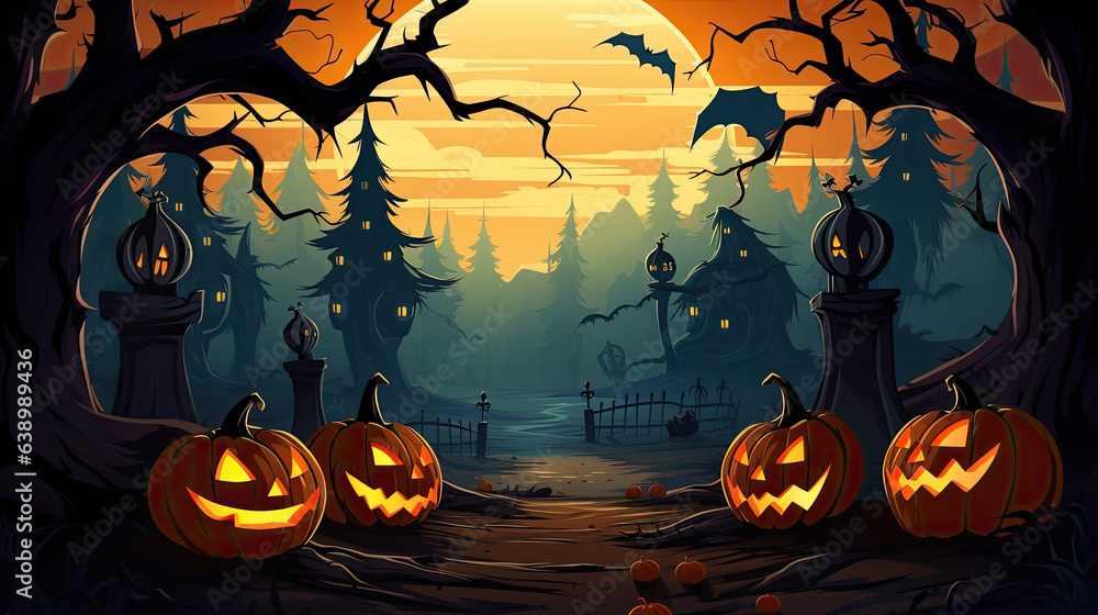 halloween background with pumpkin and bats halloween background with pumpkin and bats