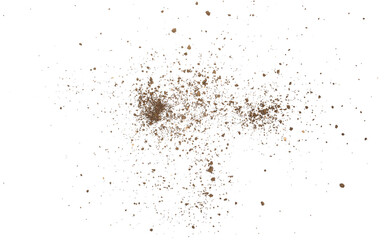 Pile of soil scattered isolated on white background and texture, clipping path 
