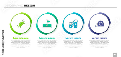 Set Drone, Flag, Geological fault and Roulette construction. Business infographic template. Vector