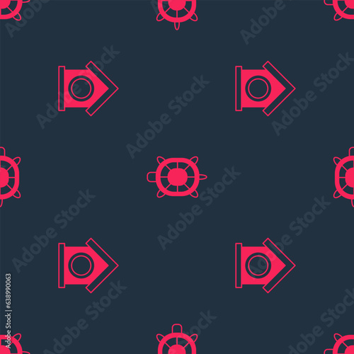 Set Dog house and Turtle on seamless pattern. Vector