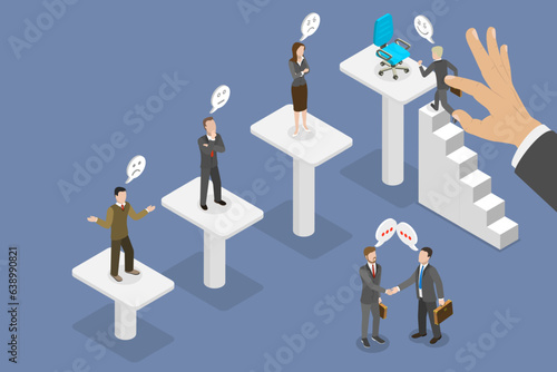 3D Isometric Flat Vector Conceptual Illustration of Business Nepotism And Corruption, Unfair Treatment at Work